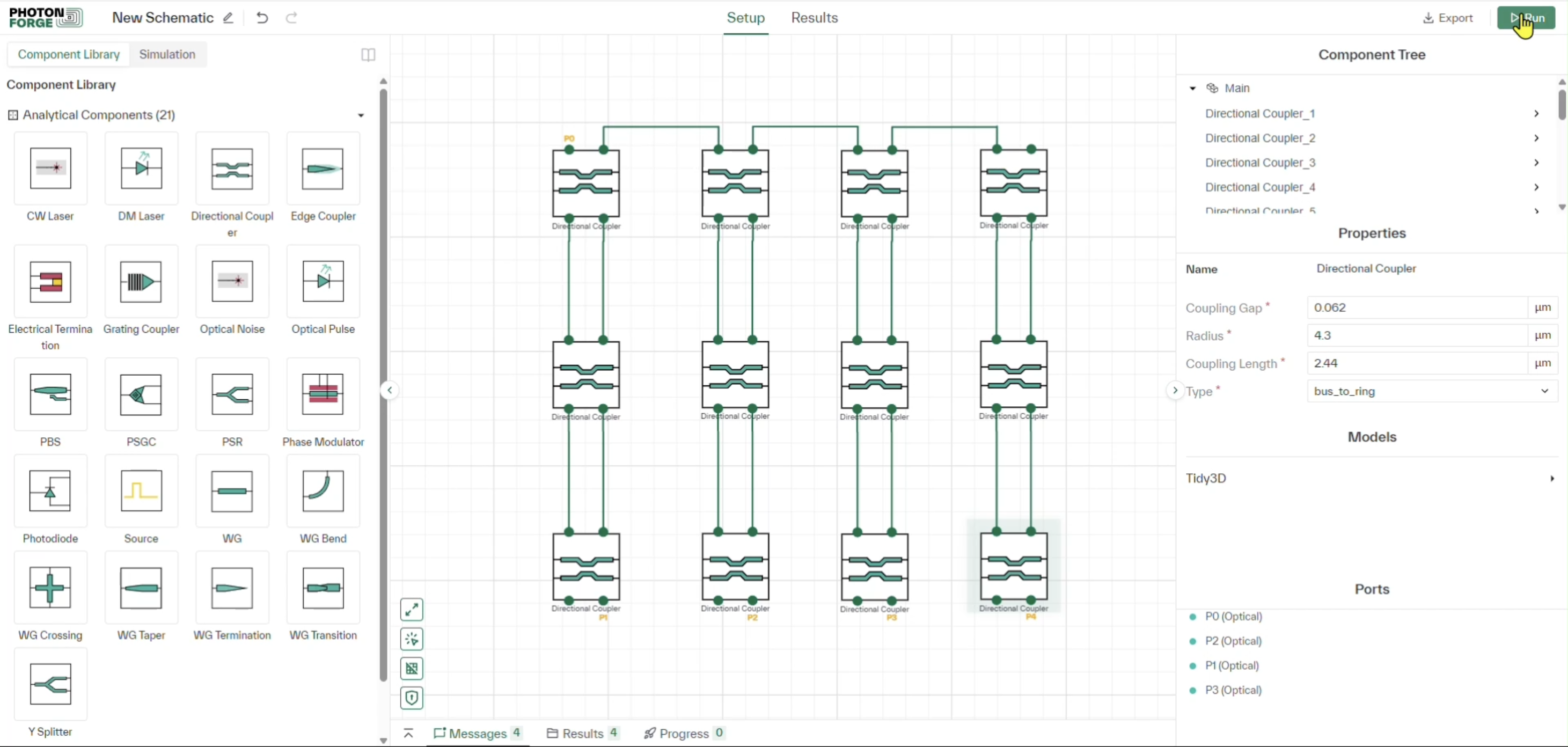 4-Channel WDM Design with Full-Wave Simulations
