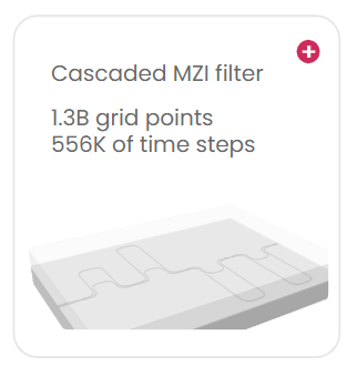 Cascaded MZI filter; 1.3B grid points 556k of time steps