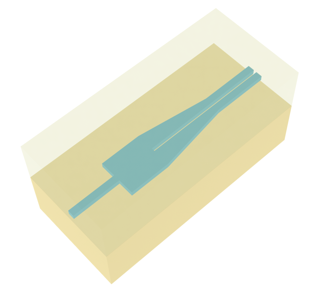 Schematic of the first strip to slot converter design